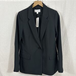 The Drop Womens Blake Long Blazer Black Career Minimalist Size M Classic Office